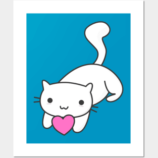 Cute Cat With Heart Posters and Art